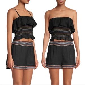 NWT Solid & Striped Linen Set Blackout Kaia Top Large Lennox Shorts Medium